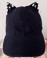 Target Youth Black Kitty Cat Ball Cap with Rhinestone Beaded Ears Edjustable