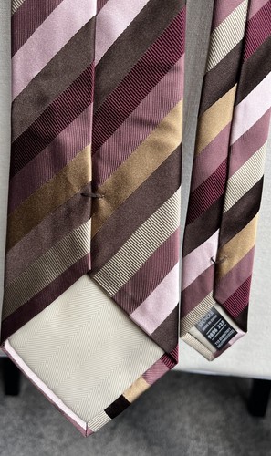 Mens Marks And Spencer 100% Silk Multi Colour Striped Smart Event Tie 3.5" Wide - Picture 2 of 2
