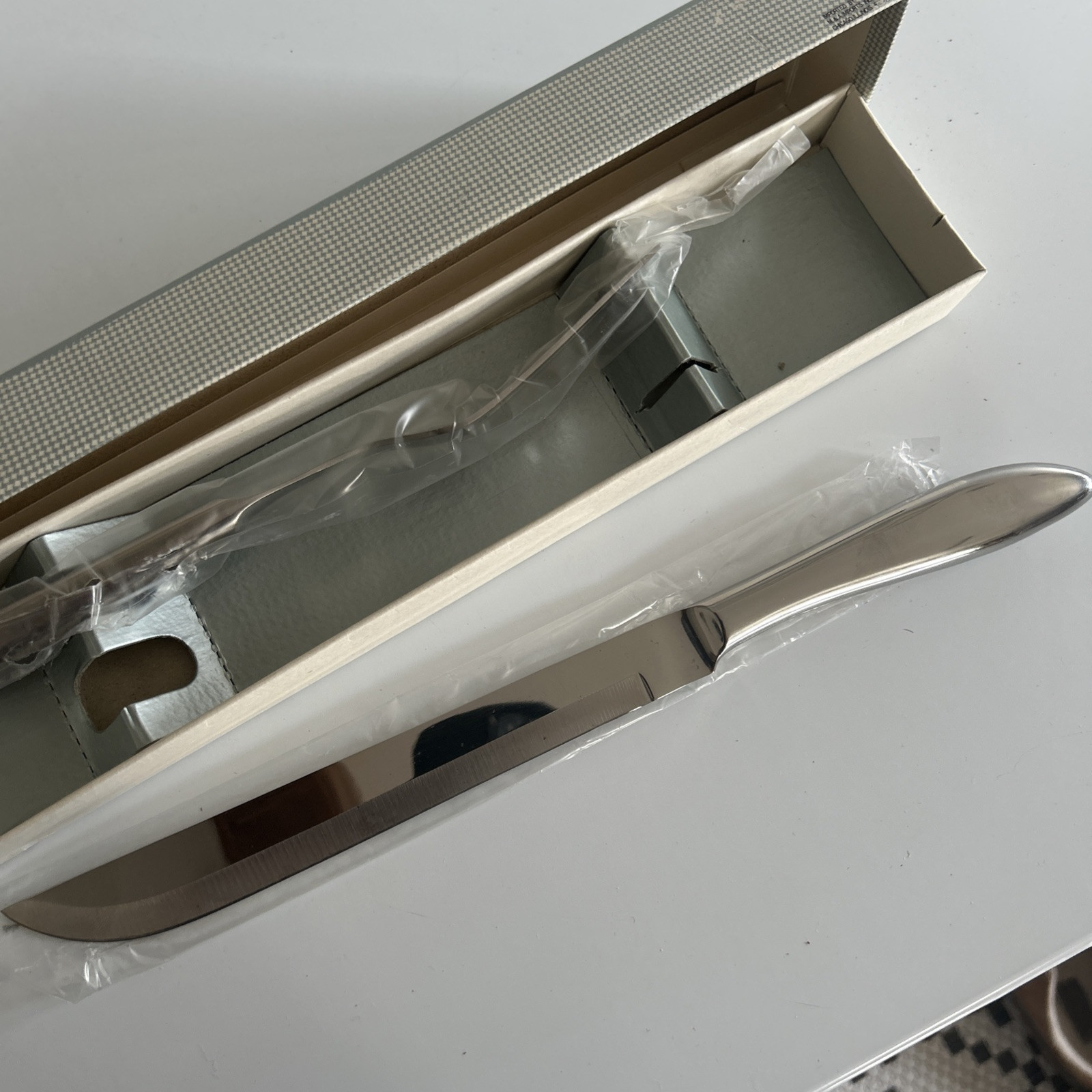 Vtg Stainless Steel 2 Piece Carving Set Hollow Ground Hollow Handle Japan MCM