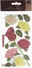 Rose Roses Pink Yellow Red Love Flower Leaves Bloom Sticko Vellum Stickers