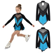 Girls Figure Skating Performance Skating Leotard Skating Unitard Dress Sparkly
