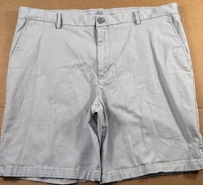 Izod Saltwater Stretch Chino Shorts Men 40/9.5 Gray Flat Front Work Casual Short