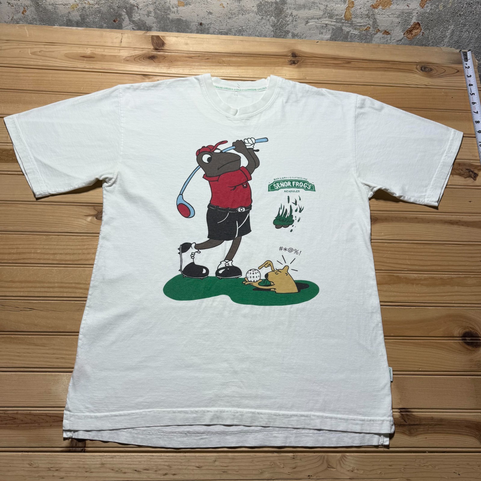 Vintage 90s Senor Frog's Acapulco Golfing Mole Graphic Funny Cartoon Shirt Large