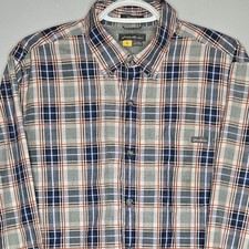Eddie Bauer Travex Long Sleeve Button Down Shirt Men  s Medium Blue Orange Plaid