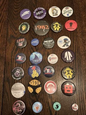 Lot of 28 Robotics Team Collector Pinback Button Pins