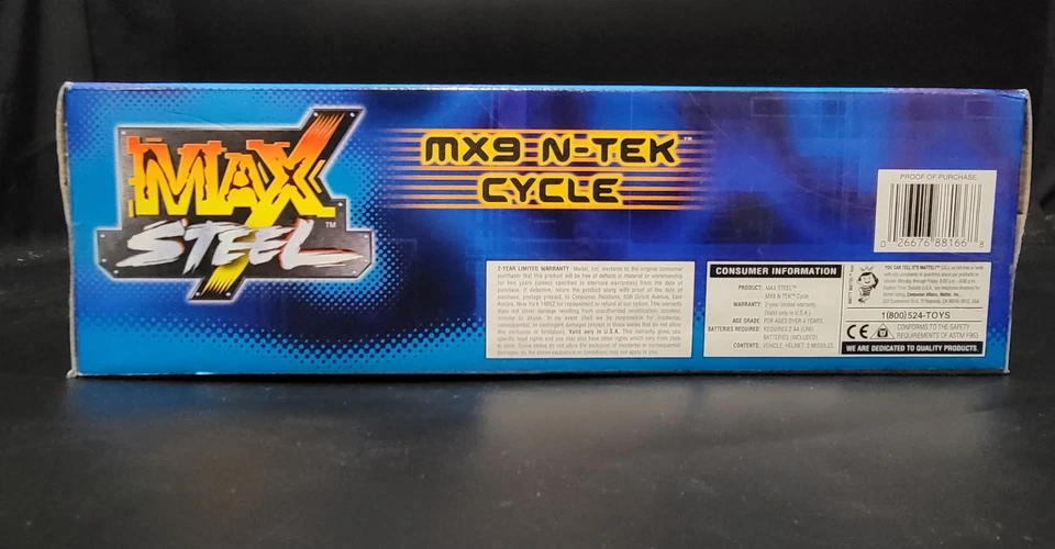 Max Steel MX9 N-Tek Синий Цикл Без Звука/Света Mattel 2001 Как новый в коробке Все еще Запечатанный - Изображение 3 из 4