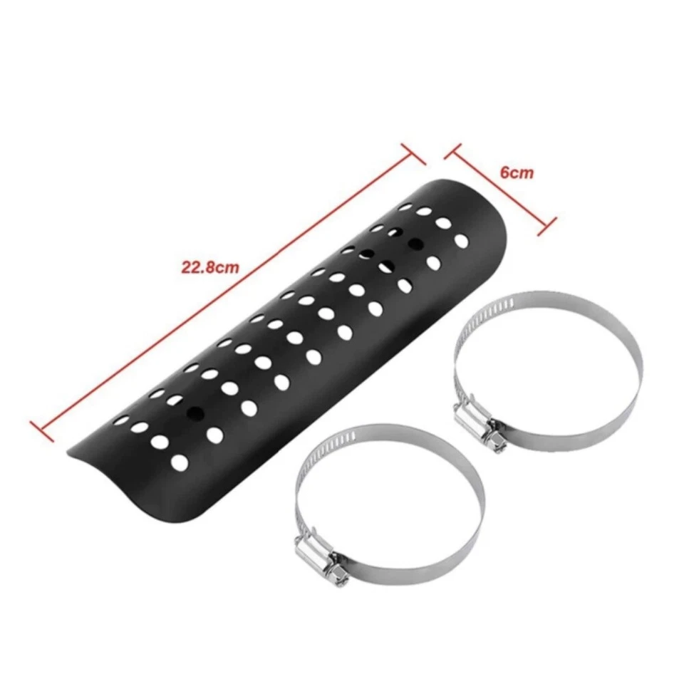 Motorcycle Black Exhaust Muffler Pipe Heat Shield Cover Heel Guard Universal - Image 3 of 4