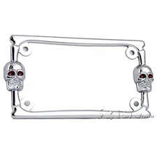 3D SKULL BONE CHROME METAL MOTORCYCLE LICENSE PLATE FRAME HARLEY-DAVIDSON
