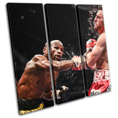 Tableau Toile Boxeur Roy Jones Jr – Style Grunge – Bleu – Bold Bloc Design – NEUF