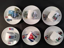 2oz Cuban Espresso Coffee Cup Mixed Set 6 Cups 6 Saucers 6 Spoons Colada CUBA