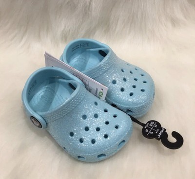 light blue glitter crocs