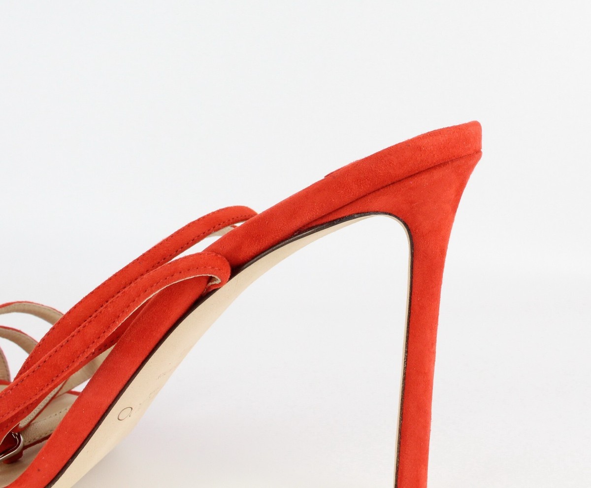NEW JIMMY CHOO Mimi 100 Cutout Suede Sandals, Chilli, EU 41.5