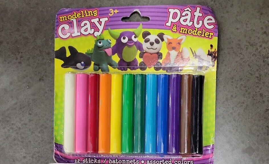 Modeling Clay Set for Kids - 12 Colors 3 Sticks Mold Arts Crafts  Re-useable