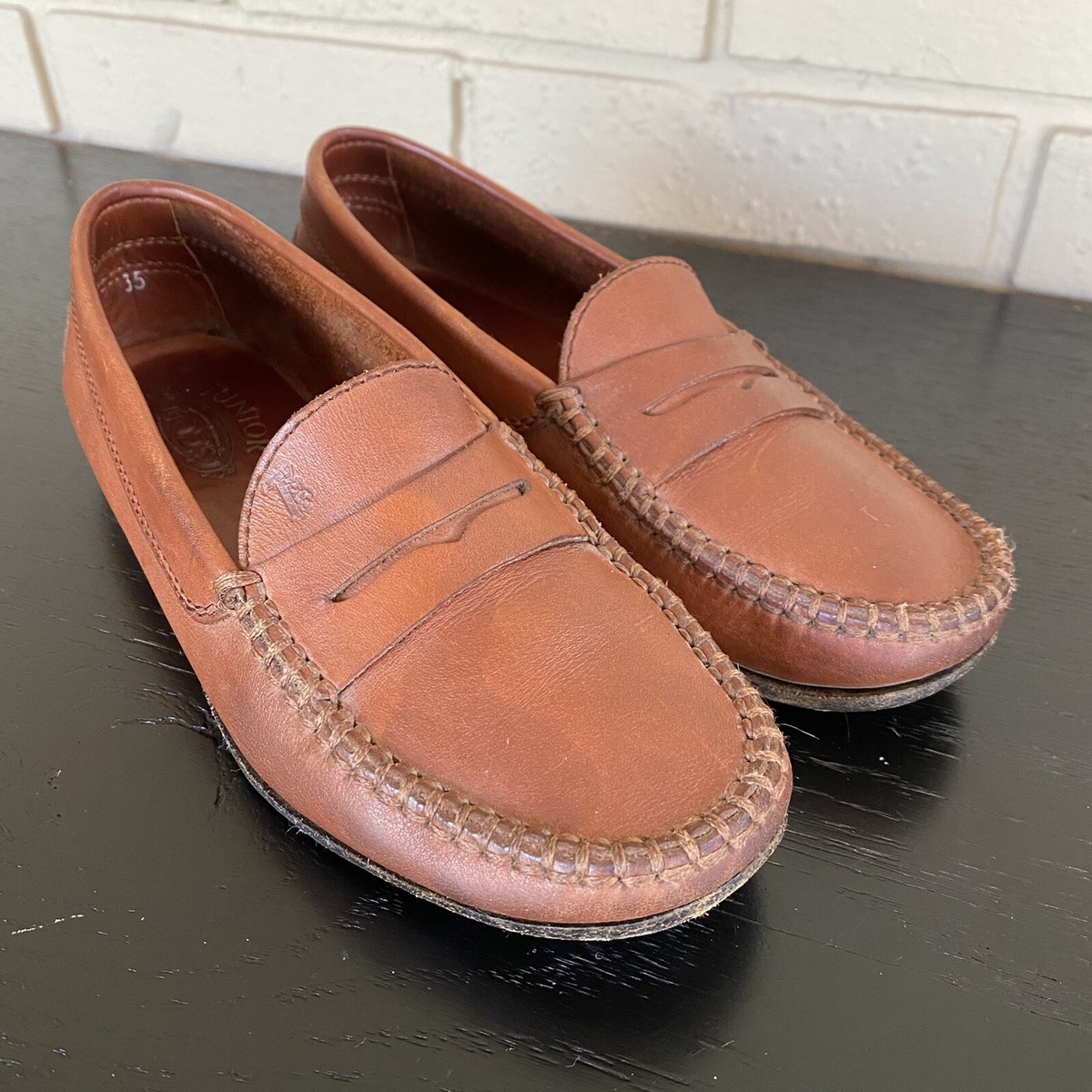 【美品】Tod's ペニーローファー　size35 TOD'S JUNIOR EU 35 Unisex Penny Loafers in Saddle Italian Leather