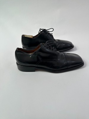 Vintage Gucci Black Leather Square Toe Lace-Up Oxfords Size  display picture 3
