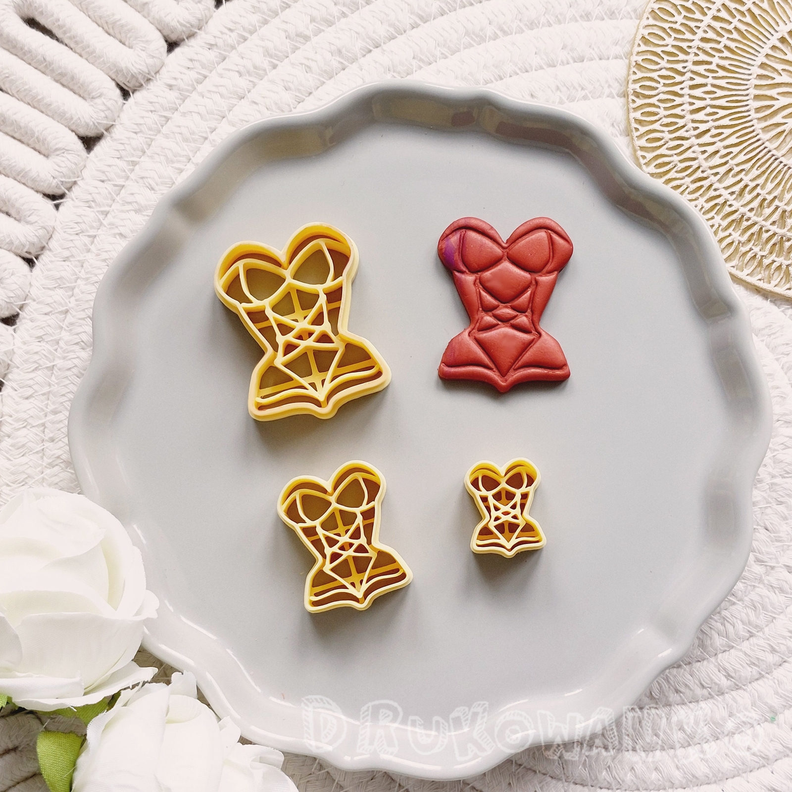 Corset Bodice Stays Lingerie Sexy 3 Polymer Clay Cutter For Earring Jewelry