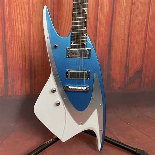 6 String  Blue Left Handed Special Shape Electric Guitar HH Pickup Solid Body