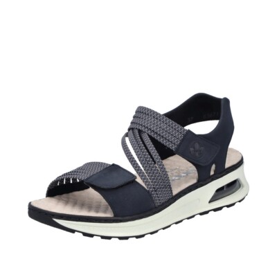 RIEKER Damen Sandale blau 65671-14 extra weit Klettverschluss genoppte Einlage