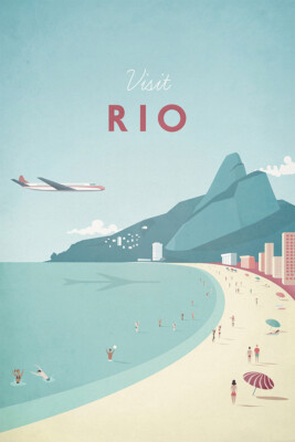 Visit Rio Brazil Vacation Travel Vintage Original Wall Home - POSTER 20x30