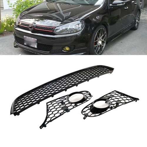 For VW Golf/Jetta Mk6 Honeycomb Front Lower Bumper Mesh Fog Light Grille Black - Picture 9 of 12