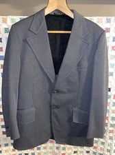 40R Mens 1970s 2 Piece Suit Black White Checkered 2 Button 70s VTG Nice!
