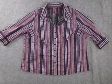 Gitano Top Woman 18 20 Purple Striped Button Front Capsule Base Layer Office