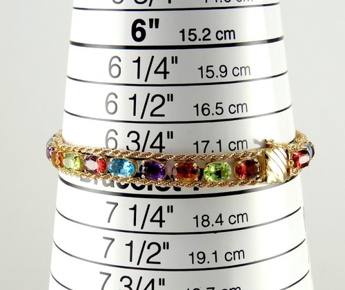 14K Gold Amethyst Blue Topaz Citrine Peridot Gemstone Bracelet - Picture 3 of 5