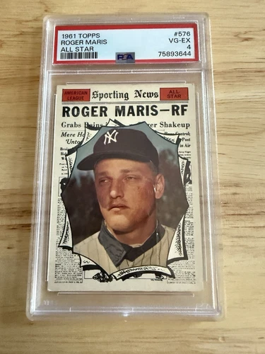 ROGER MARIS -- 1961 TOPPS -- ALL-STAR -- #576 -- PSA VG-EX 4