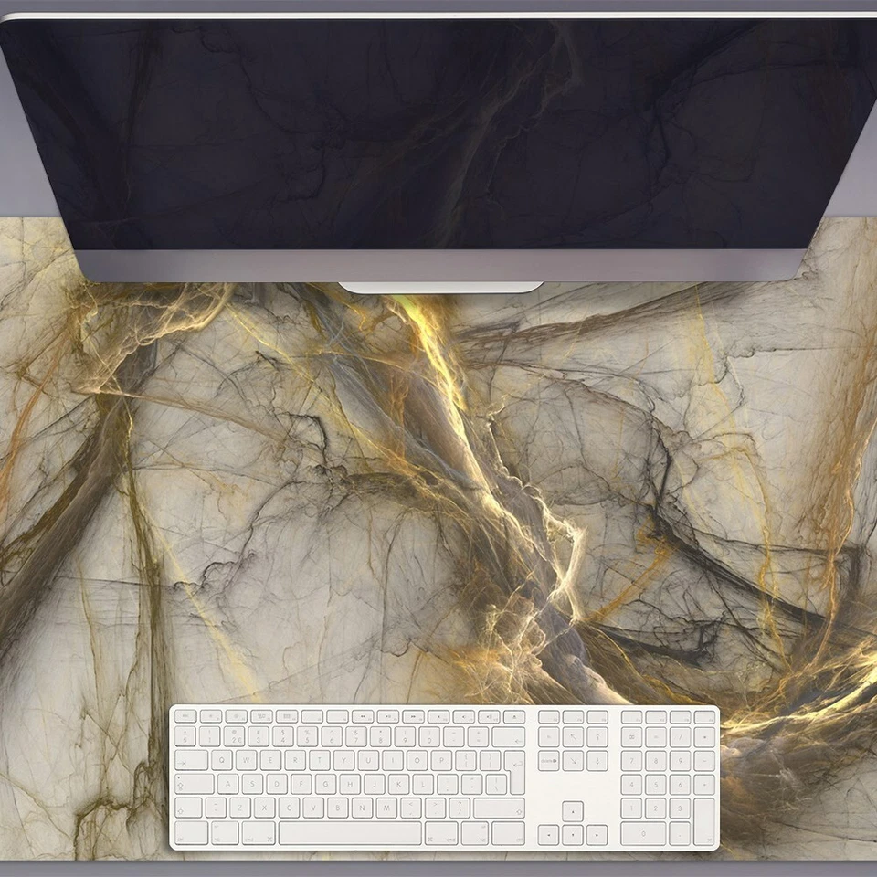 DECORMAT Schreibtischmatte Schreibtischunterlage Büro Zuhause Gold Marmor 90x45 Geschenk