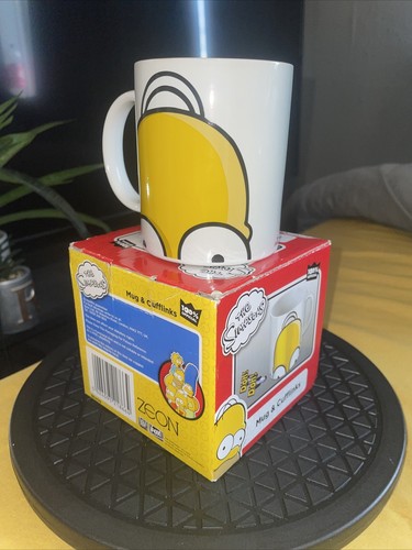 The Simpsons: Homer Simpson Mug and Cuff Links Gift Box Set 2010 Authentic ✅ - Foto 6 di 11