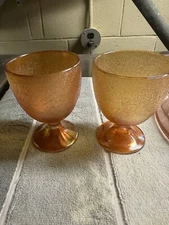 Pair Of Vintage Jeanette Glass Goblet, Marigold