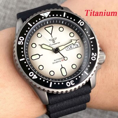 Tandorio 41mm Titanium Case NH36 20Bar Dive Men Automatic Watch Orange Dial Date