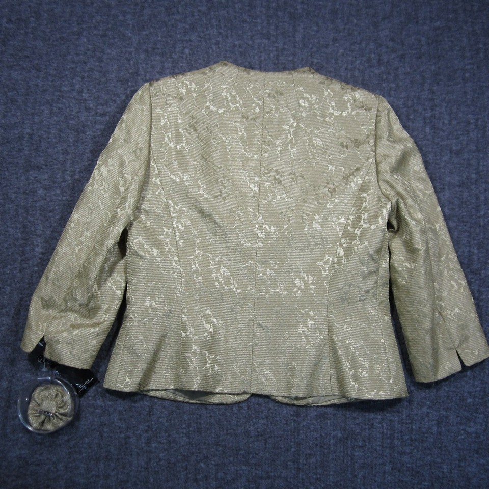 NEW Tahari Arthur S Levine Tommi Blazer Jacket Womens 12 Green Satin