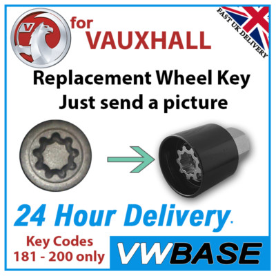 Für Vauxhall Radschlüssel Match Service für Schlüssel 180 - 200 nur Aftermarket