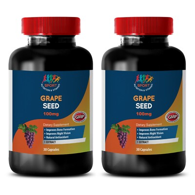 bone health vitamins - GRAPE SEED EXTRACT 100mg - potent antioxidants 2 Bottles