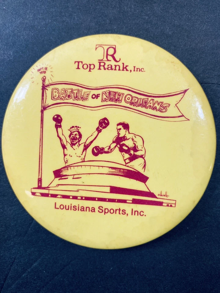1978 Vintage Boxing Muhammed Ali-Leon Spinks Battle of New Orleans 3" Button Pin - Image 2 of 4