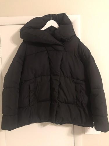 HM Black Hooded Puffy Coat Jacket 