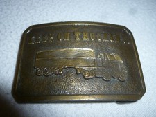 VINTAGE 1970S KEEP ON TRUCKIN BELT BUCKLE BRASS MENS 18 WHEELER TRUCK DRIVER
