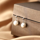 Round Pearl Stud Earrings Silver/Gold Water Drop Dangle