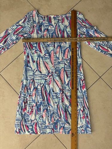 Lilly Pulitzer Marlowe Cotton Quarter Sleeve Right Return Sailboat Dress M 6232 - Picture 5 of 5