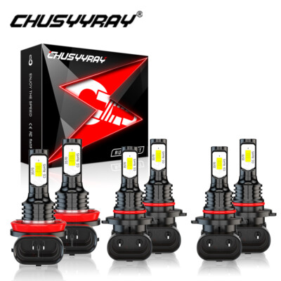 For Ford F150 2015-2020 White LED Headlight High/Low Beam+Fog Light Bulbs 6000k