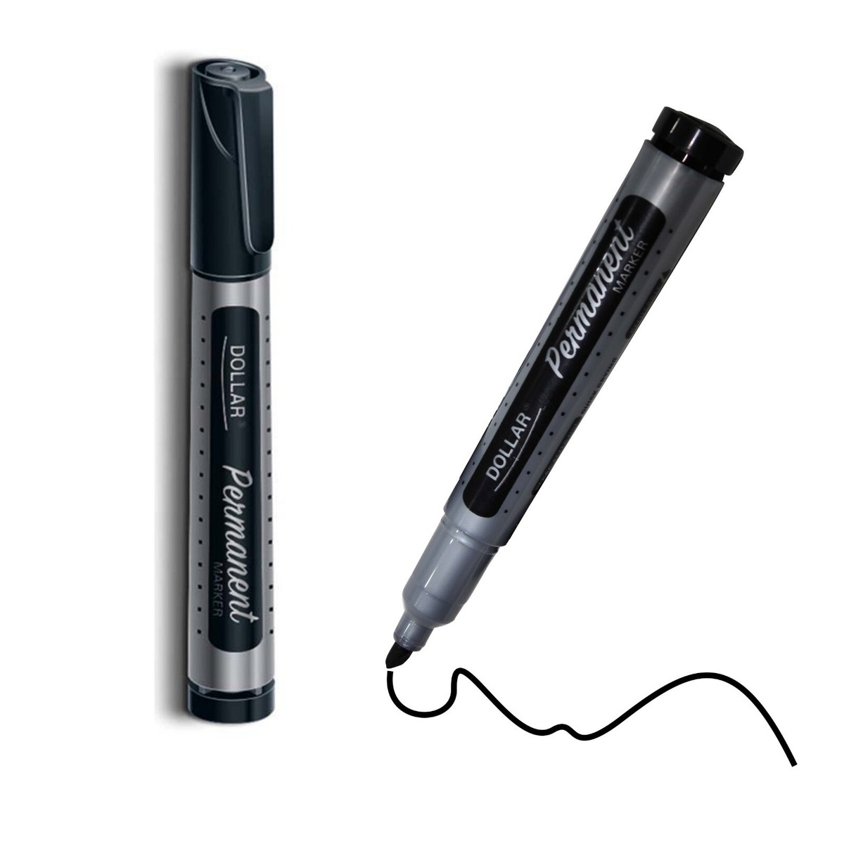 (1-12 Pack) DOLLAR Black Permanent Marker Bullet Tip Waterproof BLACK Pens  UML5