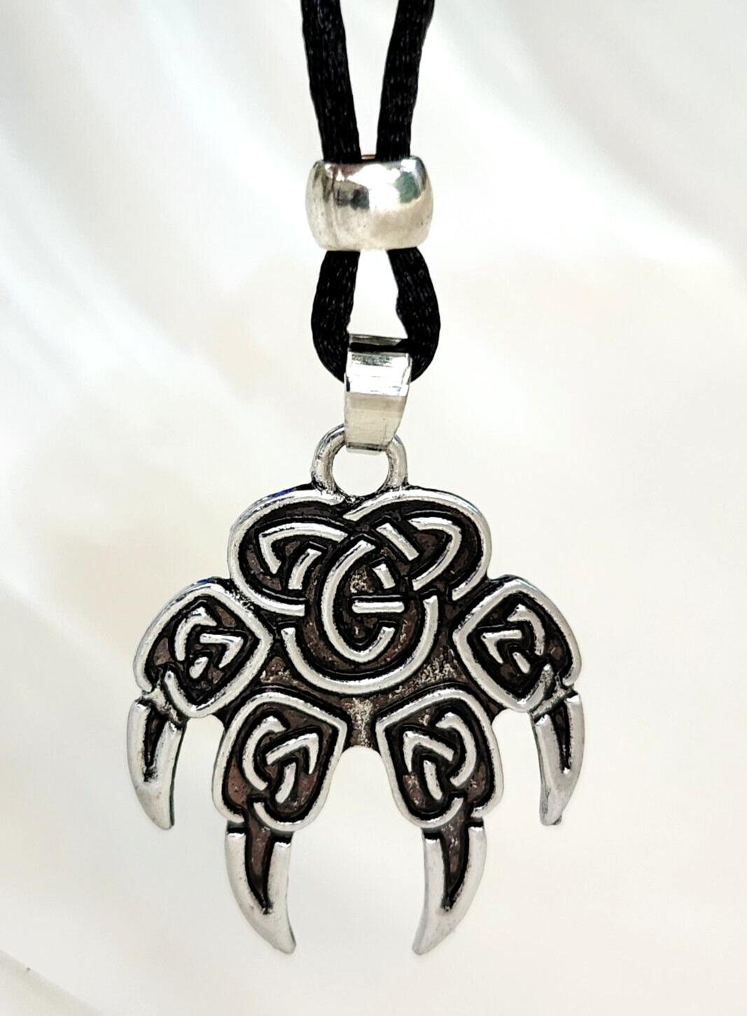 Wolf Paw Necklace Viking Heathen Norse Beaded Pendant Corded Necklace