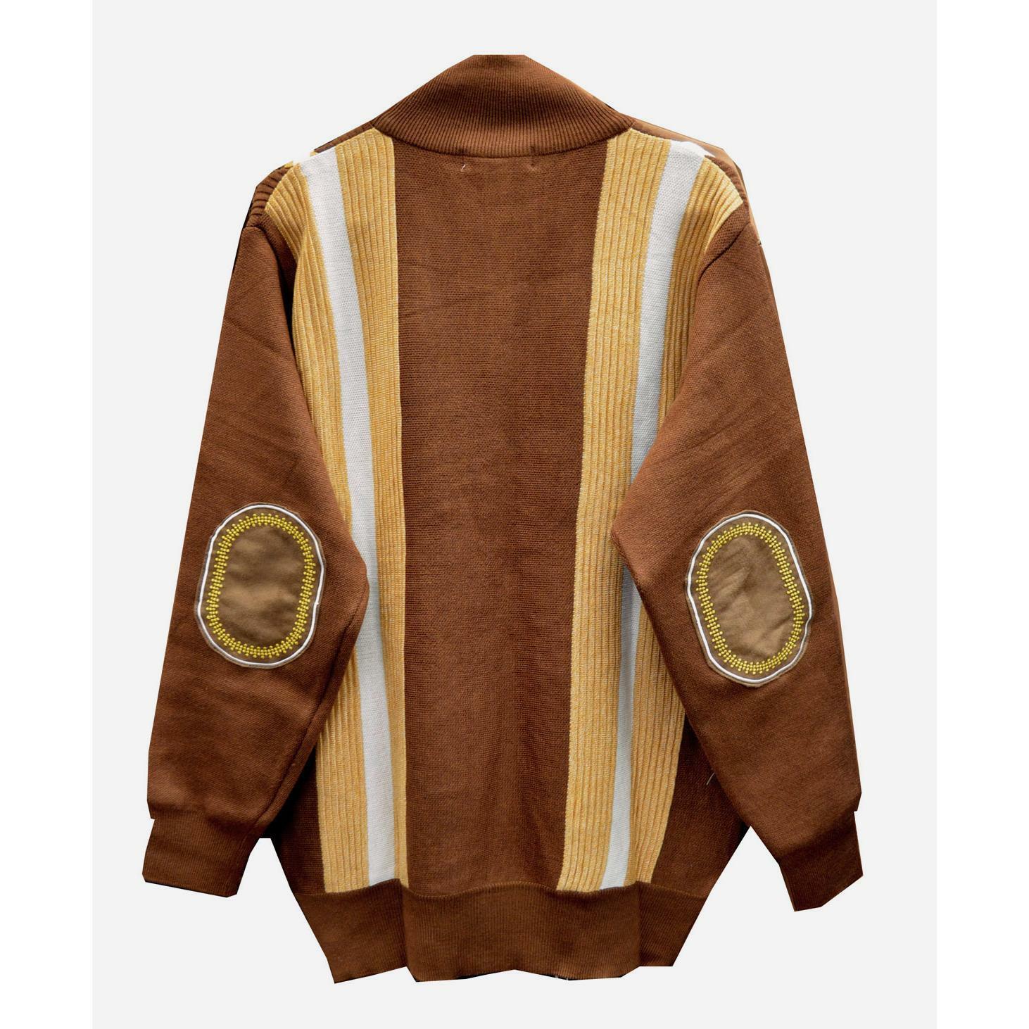 Peach Woven Zip-Up Cardigan Sweater 