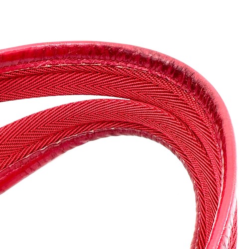 PRADA Hand Tote Bag Calf Leather Logo Punching Cutout Red Purse Authentic - Picture 17 of 24
