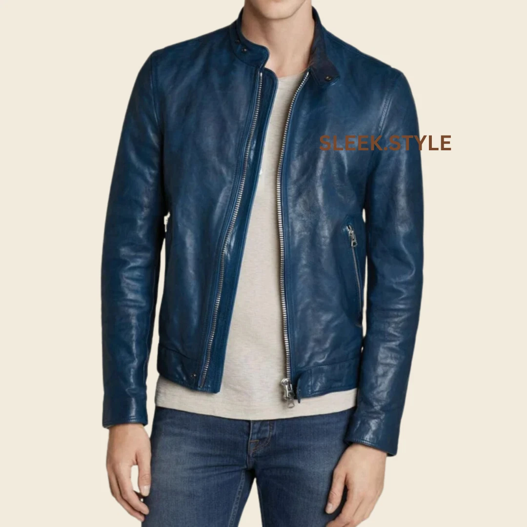 Wear New Mens Leather Jacket Classic Slim Fit Genuine Leather Biker Riding Coat