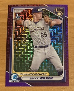 2024 Bowman Chrome 1st Brock Wilken Purple Mojo Refractor /250 Rookie RC SP