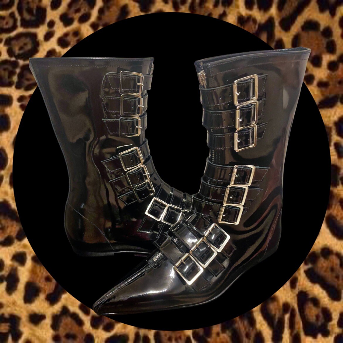 Handmade 80s gothic genuine leather pike boots with buckles | eBay