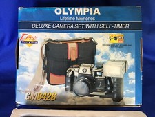 Vint.NOS 1980s Olympia GM8426 Deluxe Film Camera SetW/Timer-Ca.Case,Flash- NEW 