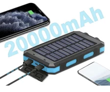 20000mAh Portable Solar Power Bank Dual USB Output External Battery Charger